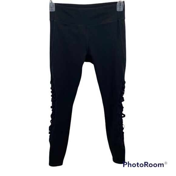 Fabletics Size Small Black Crisscross Mesh Cut Out Side Panels - Picture 5 of 13